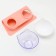 Plastic bowls on a pink stand are 27.5 x 14 x 15 cm transparent/white