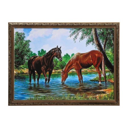 The picture "Horses on a watering" 56x76cm.-5