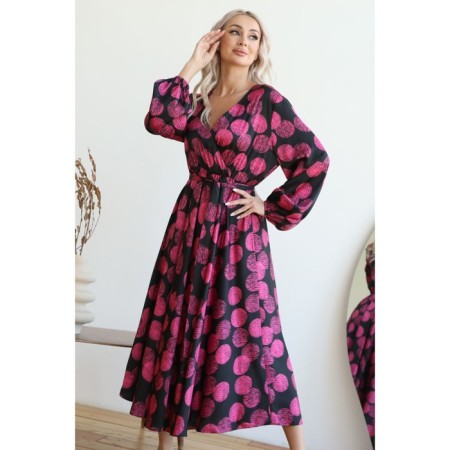 Female dress, size 46, black-pink color-12