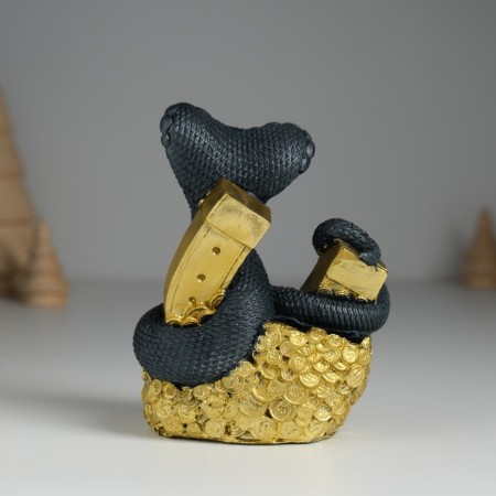 Piglite Polystone "Dark Snake on Coins" 8.3x6.3x10.2 cm-3