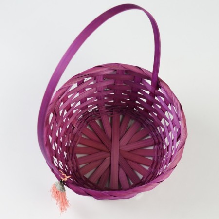 Wicker basket, d19 x 9 x 32 cm, purple, bamboo-3