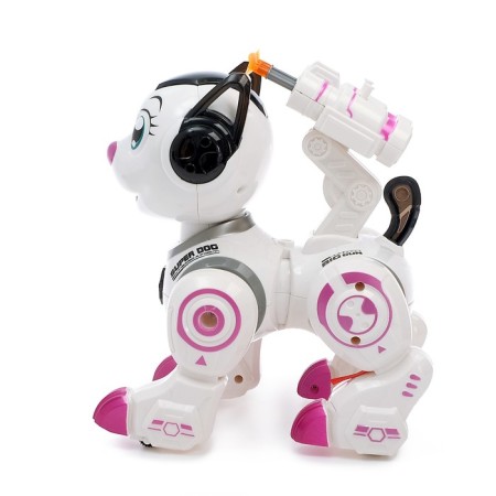 Robot dog "Rocky" IQ Bot, interactive: sound, light, shooting, batteries, pink-1