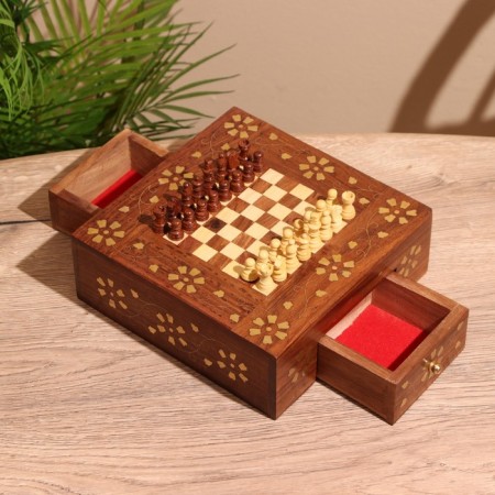 Road chess 20.5x20.5x7 cm, shisham tree-3