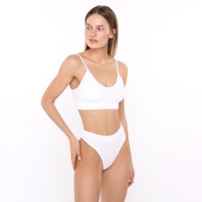 Комплект женский (топ, стринги), цвет белый, ONE SIZE (42-46)