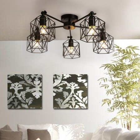 Chandelier "Network" 5x40W E27 Black 70x70x34 cm Bayerlux-5
