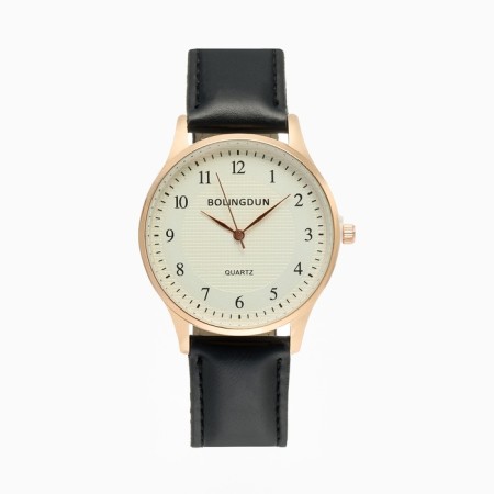 Men's watch male Bolingdun, D = 4 cm, eco -leather, black