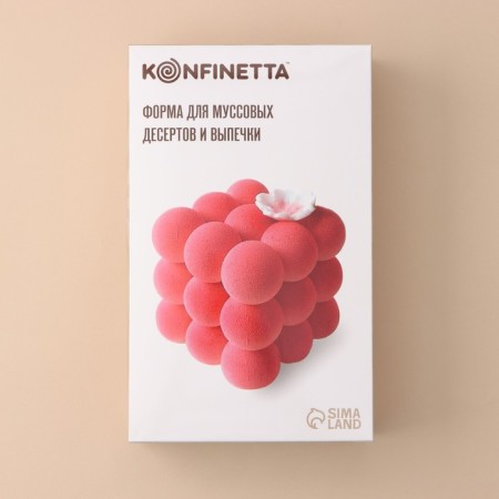 Form for mousse desserts and baking konfinetta "Raphael", silicone, 29.7 × 17.5 × 5.7 cm, 6 cells (6.2 × 6.2 cm), white color-6