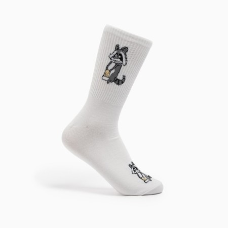 Women's socks "raccoon", white color, size 36-40