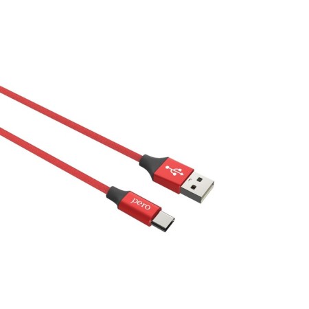 PERO DC-02, Type-C cable-USB, 3 A, 1 m, fabric braid, red-1