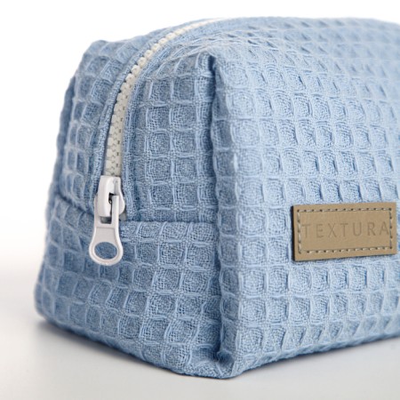 Textura zipper cosmetic bag, blue color-5