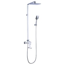 Lemark Allegro LM5962CW bath mixer, with the upper shower watering can, chromium color, white