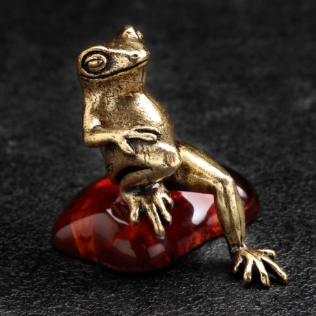 Souvenir "Business Frog", brass, amber-1