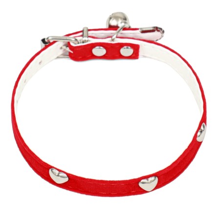 Belch collar with hearts, 32 x 1 cm, Osh 23-29, textiles and leatherette, red-1