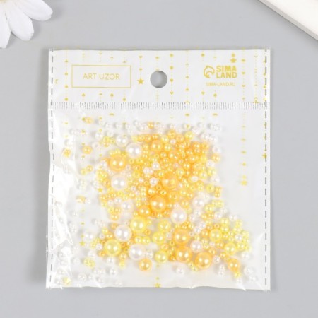 Beads for creativity plastic "Round. Assorted yellow" d = 3-8 mm, set 10 grams-3