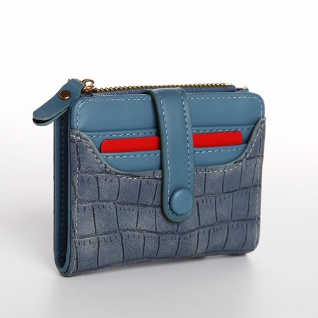 Women's wallet on the button, blue color-3