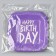 Disposable plate square paper "Happy Birthday", purple, 16.5x16.5 cm