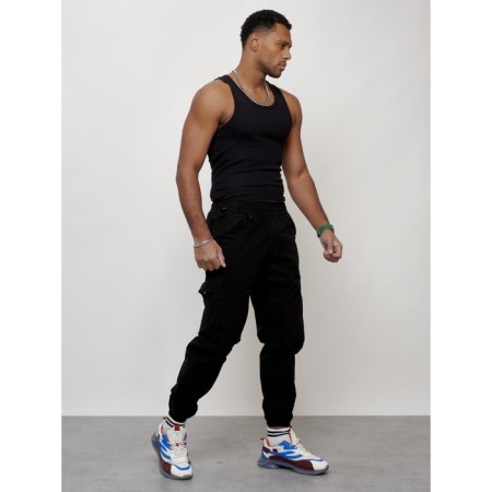 Cargo jeans male, size 44, black color-8