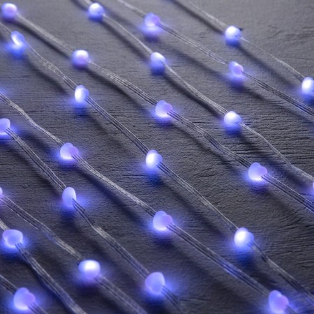 Smart garland “thread” 5 m dews with nozzles “hearts”, IP20, silver thread, 50 LED, remote control, application, glow RGB, USB-3