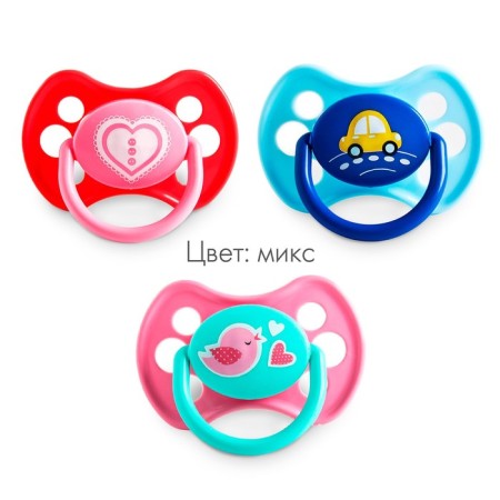 Latex anatomical “Favorite” nipple, with a cap, from 0 months., Mix color-3