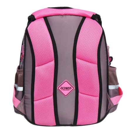 School backpack 40x33x15cm, ergonomic back, Across 410, gray/pink-5