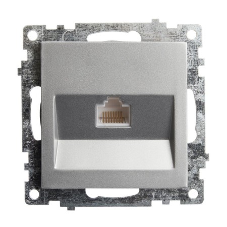 Computer outlet 1-seater RJ-45 (mechanism), Stekker series Katrin, GLS00-7107-03, silver 1022441