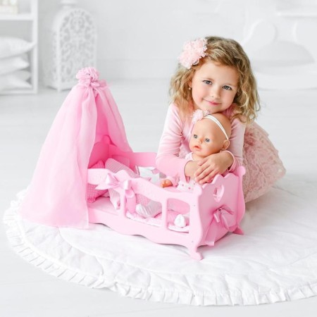 Coted for dolls with bed linen and canopy, collection "Diamond Princess" pink-1