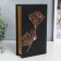 Safe-book wood to the leatherette "Golden petals on black" 21x13x5 cm