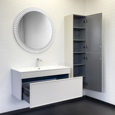 Comforty Madrid-90 mirror LED-lighting, sensor, anti-recovery, white glossy-2