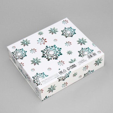 Gift box "Snowflakes", 20 x 18 x 5 cm, without tape, new year-4