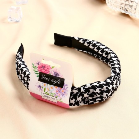 Hair cap "Amata" Goose foot, 2.5 cm, black and white-1