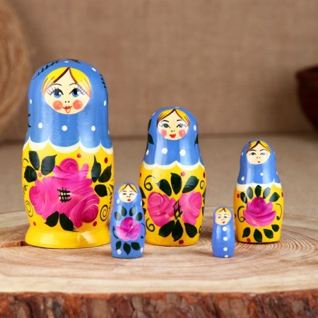 Nesting doll "Yellow Dress", 5 puppet, 11 cm