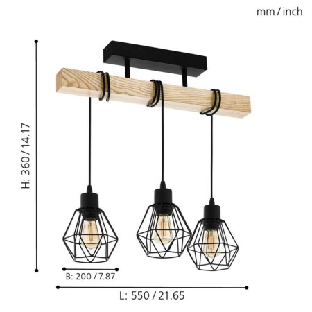 Townshend 5, 3x60W E27 lamp, brown color, black-2