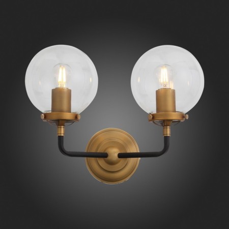 Sconces st. SL234.401.02. Varieta. 2x40 watts, E27, 36x27 cm, black color, gold-2