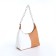 Baget bag with zipper, white/brown color