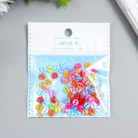 Buttons plastic for creativity 2 punctures "Color Flowers" micro set 80 pcs 0.6x0.6 cm-2