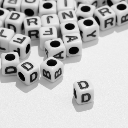 Acrylic Busina "Alphabet" English letters (mix), 6 × 6 mm, set 10 g, black and white color-1
