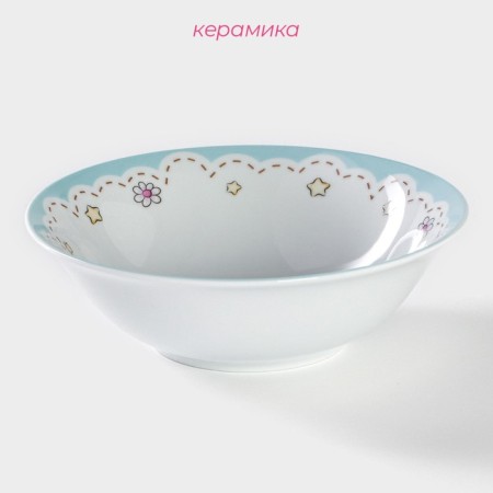 Plate ceramic deep share "cat", 400 ml, d = 15 cm, white color-1