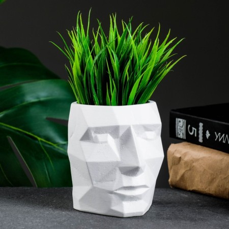 Kashpo - organizer "Geometric head" white, 0.15 l / 9x9x7.5cm-1