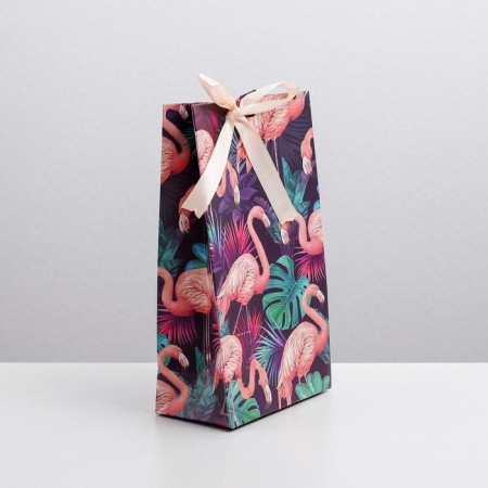 Gift package with tape, packaging, Flamingo, 13 x 23 x 7 cm-1