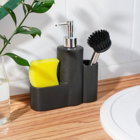 A dispenser for a detergent with a stand for the sponge and brushes “minimum”, 350 ml, the color of a dark brown-3