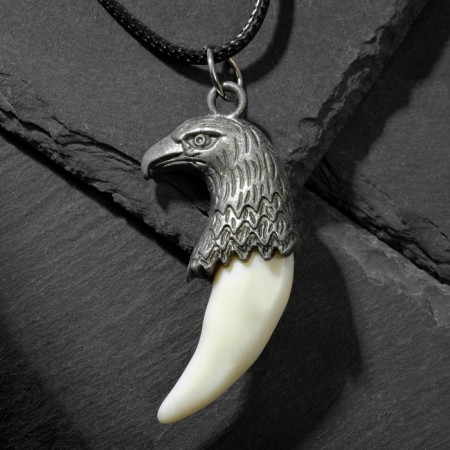 Unisex “Claw Eagle”, white color in silver on a black lace, 45 cm-4