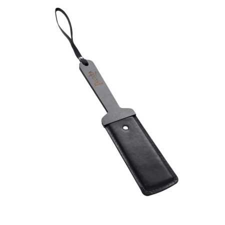 Paddle hard Pecado BDSM, leather and wood, black color-2