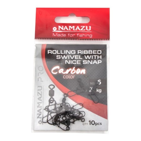 Twal with a fastener Namazu Pro Rolling Ribbed Swivel, Carbon, size 6. Test-27 kg-4