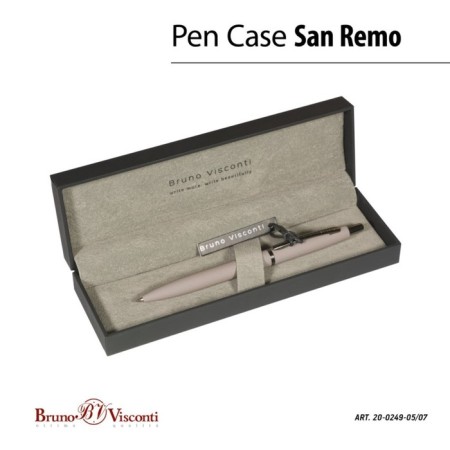 Automatic ballpoint handle, 1.0 mm, BrunovisConti San Remo, blue rod, gray metal case Soft Touch, in case-5