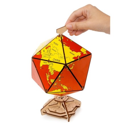 Designer Wooden 3D Ewa Globe Icosahedron with a secret (box, safe) red-16