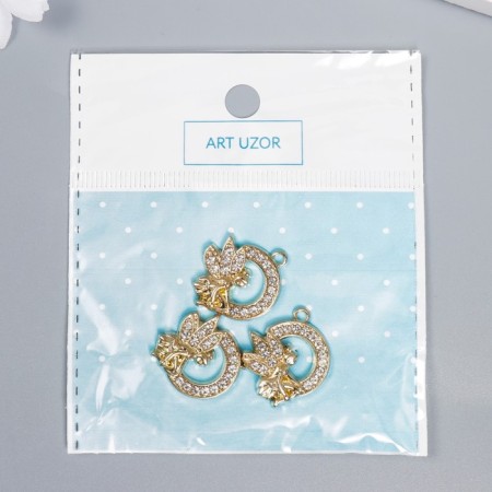 Decor for creativity Metal "Fairy and Month" rhinestones 2.1x1.9 cm-3