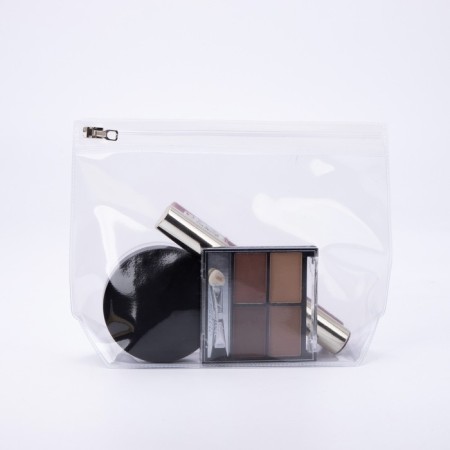 Cosmetic bag with zip-skating, milk/transparent color-2