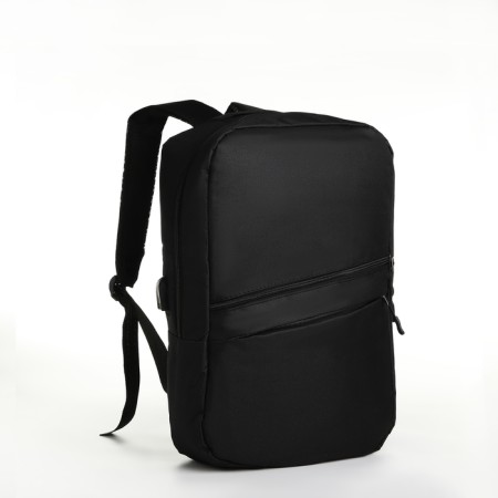 City backpack with USB from textiles with lightning, 2 pockets, black color-2