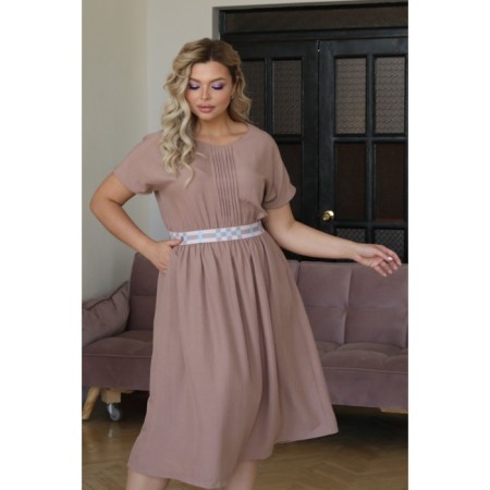 Women's dress, size 54, beige color-1