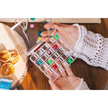 Organizer for threads, for 25 rumps, 12.3 × 10 × 2.5 cm, the color is transparent-3